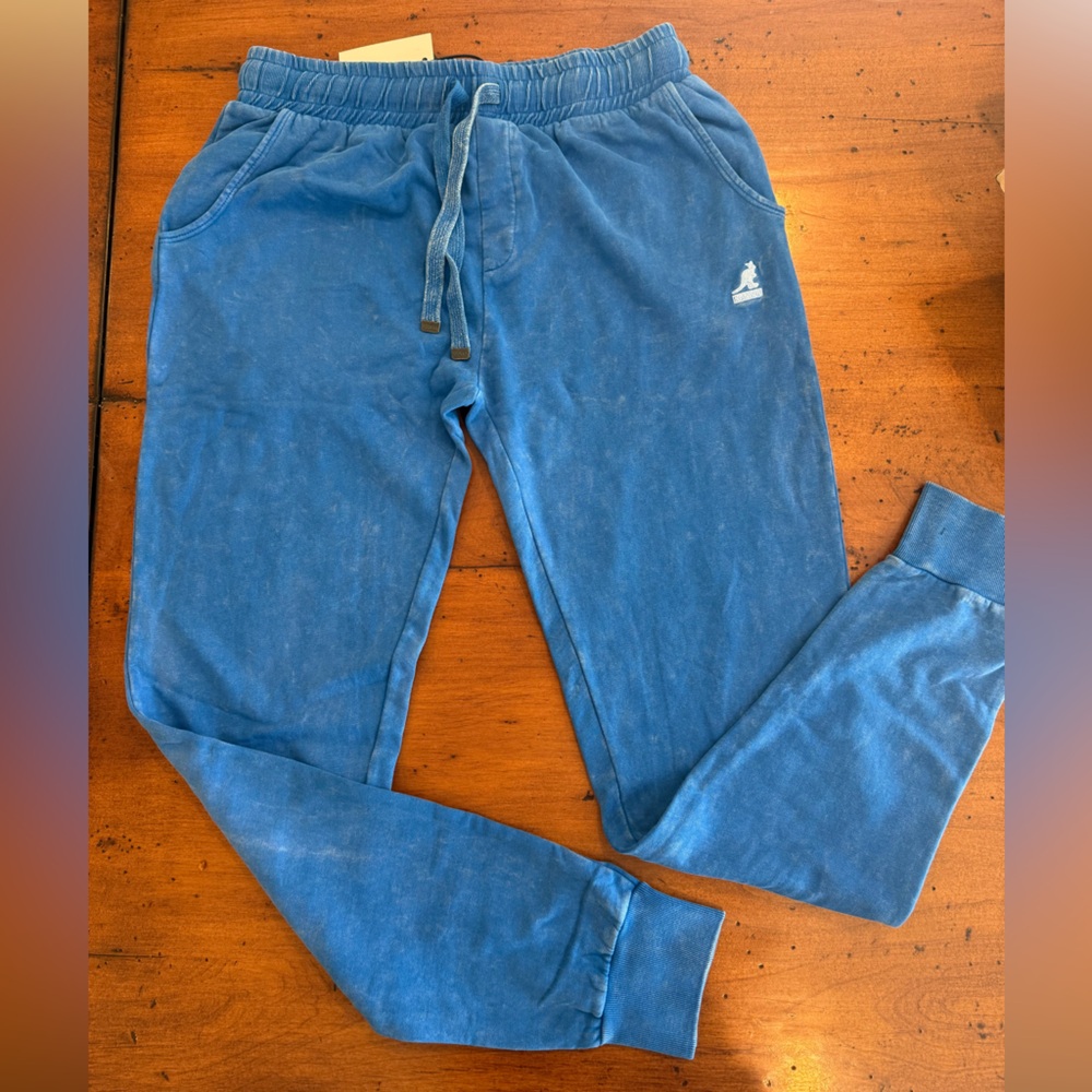 Kangol Acid Wash Blue Joggers with Drawstring NWT